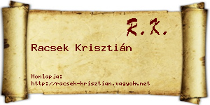 Racsek Krisztián névjegykártya