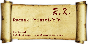 Racsek Krisztián névjegykártya